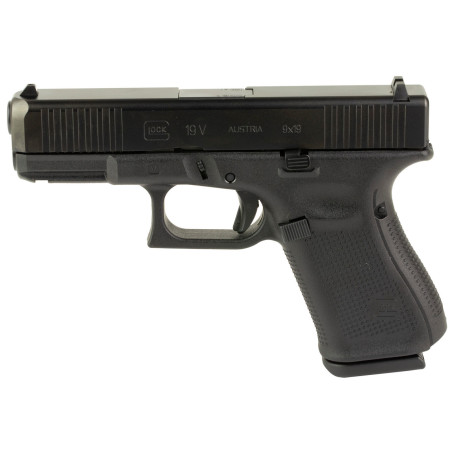 Glock 19 V (New 2025 Model) 9MM 4.5" Barrel Fixed Sights, Black, 15 Rd
