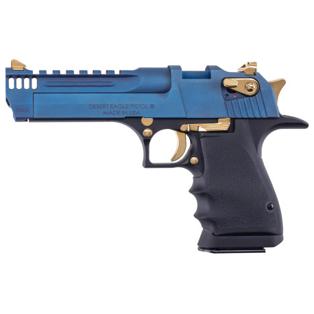 Magnum Research Desert Eagle 50AE, 5" Barrel, Black-CRB Blue-Gold, 7rd