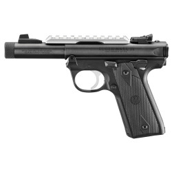 Ruger Mark IV 22/45 22 LR,4.4" Threaded Bull Barrel, Black, Picatinny, Checkered Grip, 10rd