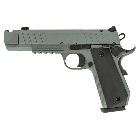 Tisas Nightstalker SF-C 45 ACP, 4.25" Compensated Barrel, Gray Cerakote, Rail, Novak Sights w/Tritium Front, 2x8rd Mags