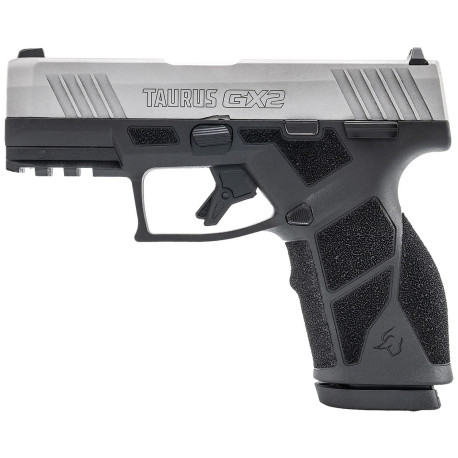 Taurus GX2 9mm, 3.38" Barrel, Silver and Black, Manual, White Dot, Drift Rear, 2x13rd