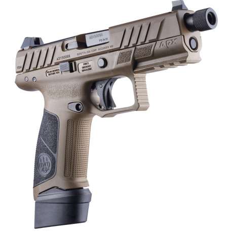 Beretta APX A1 Tactical 9mm, 4.8" Threaded Barrel, Flat Dark Earth Frame, Black Grip/Accents, 21rd
