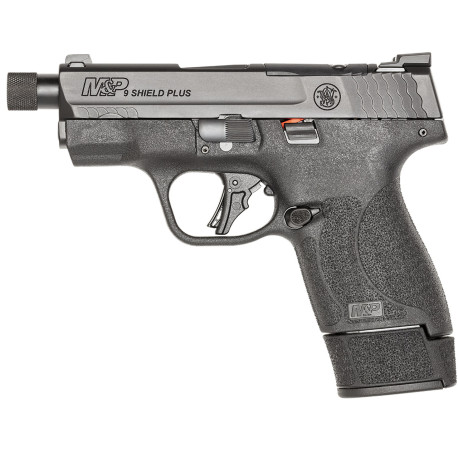 Smith Wesson MP9 Shield Plus LE Micro Compact 9mm 3.7 Inch Threaded Barrel Optic Cut Black Polymer Frame 15 Round
